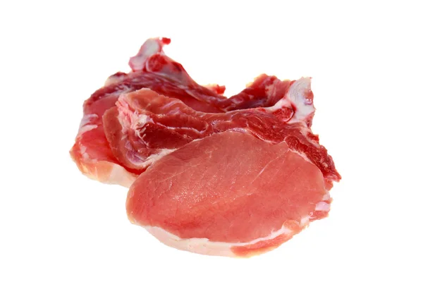 Daging Babi Daging Babi Mentah Terisolasi Atas Putih — Stok Foto
