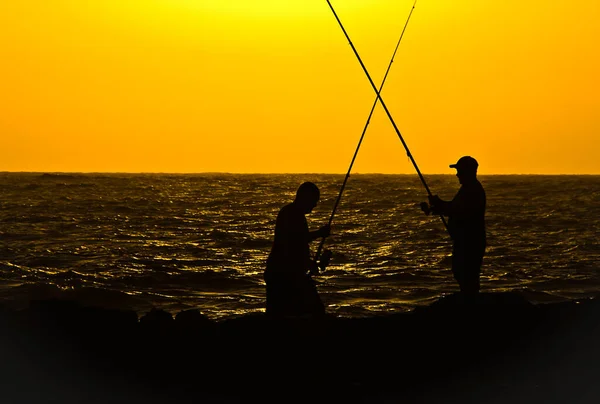 Secluded Cove Evening Fishing Duel — 스톡 사진