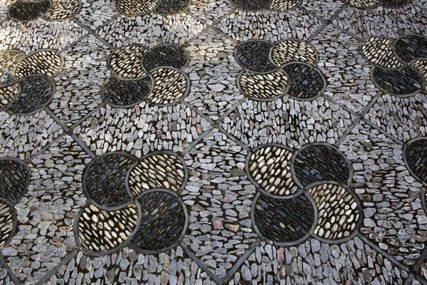 Asian Zen Pavement Patio Gray Black Stones Peaceful Pattern — Stock Photo, Image