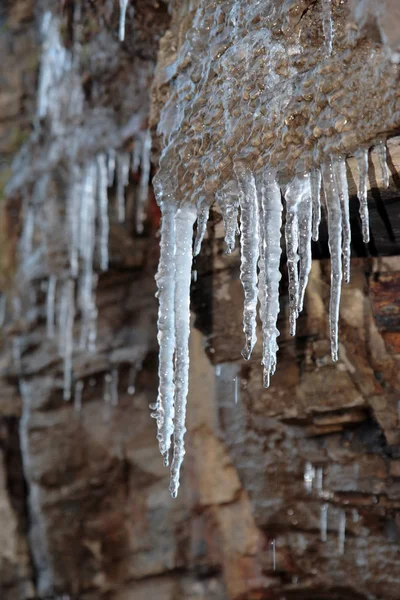 Icicles Penhasco Rosto Ballybunion Irlanda Uma Manhã Inverno — Fotografia de Stock