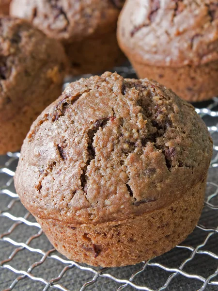 Gros Plan Avec Une Faible Profondeur Champ Muffins Chocolat — Photo