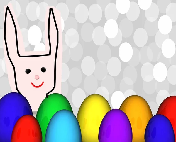 Tarjeta Pascua Feliz Con Orejas Conejo Huevos —  Fotos de Stock