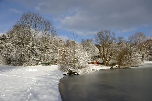Paisagem Inverno Parque Oriental Munique Baviera Alemanha — Fotografia de Stock