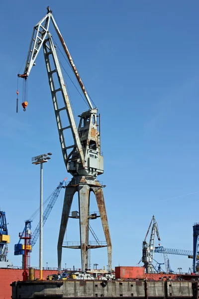 Żurawie Portowe Porcie Hamburgu — Zdjęcie stockowe