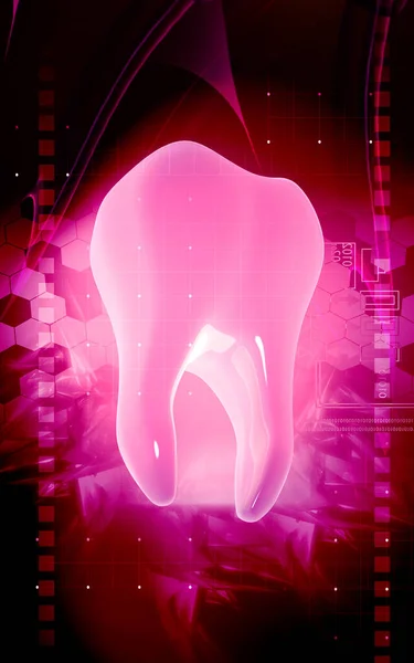 Ilustração Digital Dos Dentes Fundo Colorido — Fotografia de Stock
