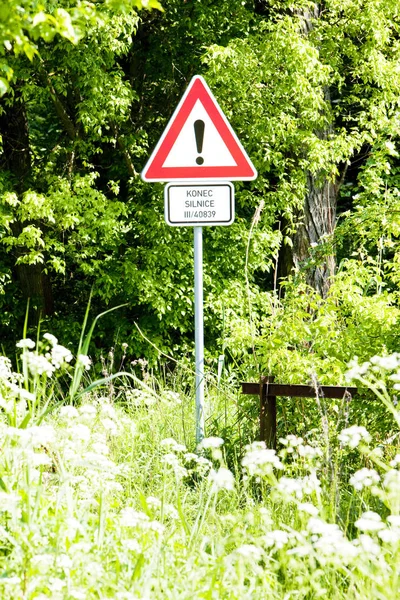 Road Sign Overgrown Road — Stock Photo, Image