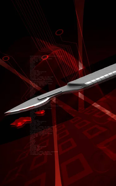 Cyfrowa Ilustracja Noża Chirurgicznego Kolorowym Tle — Zdjęcie stockowe
