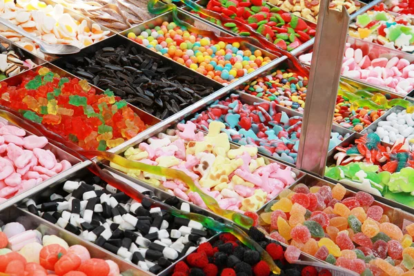 Farbige Und Gemischte Gummibonbons — Stockfoto