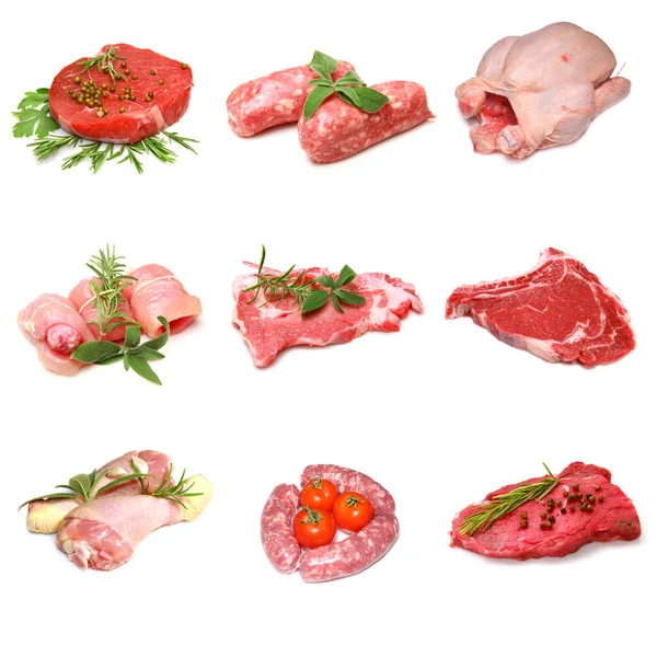 Collage Aus Gemischtem Fleisch — Stockfoto