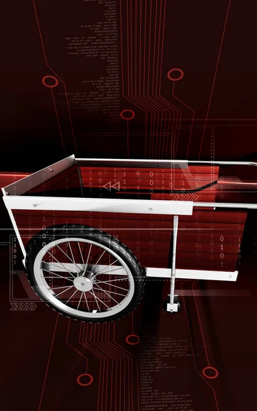 Digital illustration of garden cart in colour background