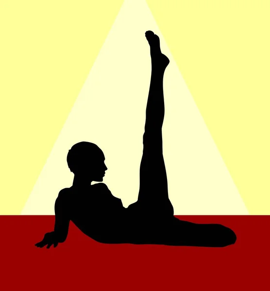 Silhouette Vectorielle Une Femme Qui Pratique Yoga Sur Plage — Photo