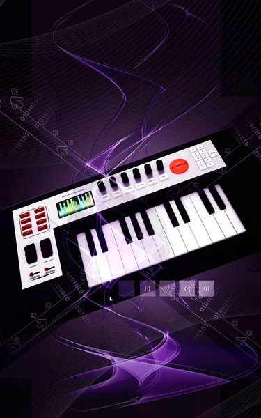 Digitale Illustration Des Musik Midi Mischpults Farbigen Hintergrund — Stockfoto