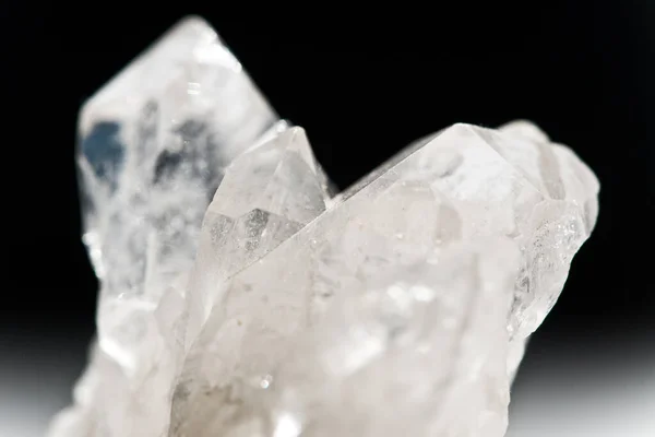 White Glowing Mountain Crystal Quartz Black Background — Stock Photo, Image