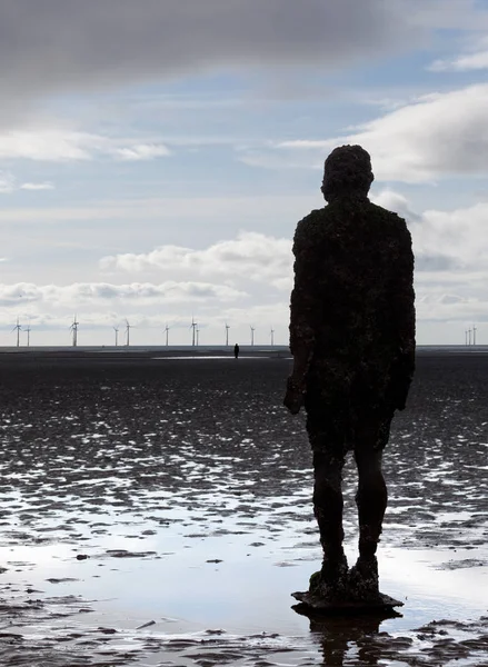 Crosby Beach England September Statues Forming Another Place Antony Gormley — Stock Photo, Image