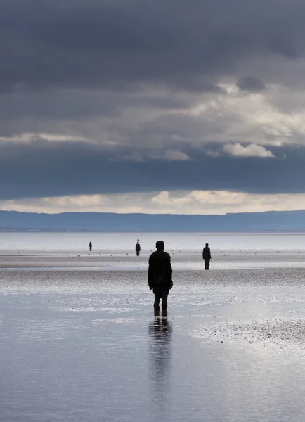 Crosby Beach England September Statues Forming Another Place Antony Gormley — Stock Photo, Image