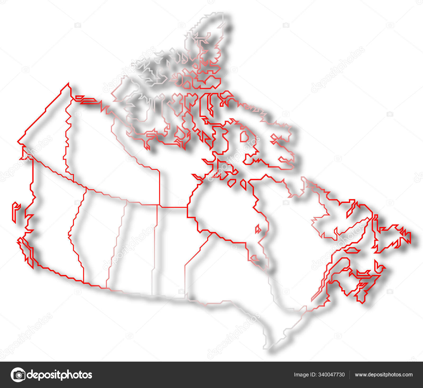 canada political map black and white