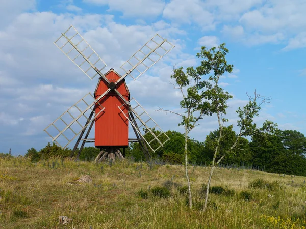 Vue Panoramique Paysage Avec Bâtiment Moulin Vent — Photo