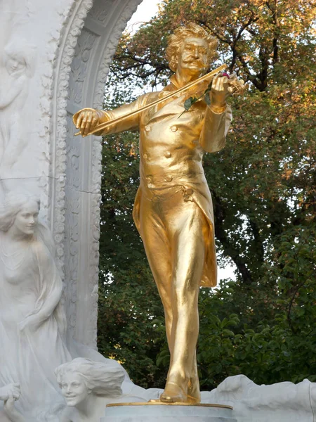Johann Strauss Monument Vienna Gilded Bronze Statue City Park — Stock Photo, Image