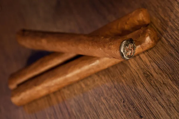 Typical Havana Cigars Wooden Background — Stock Photo, Image