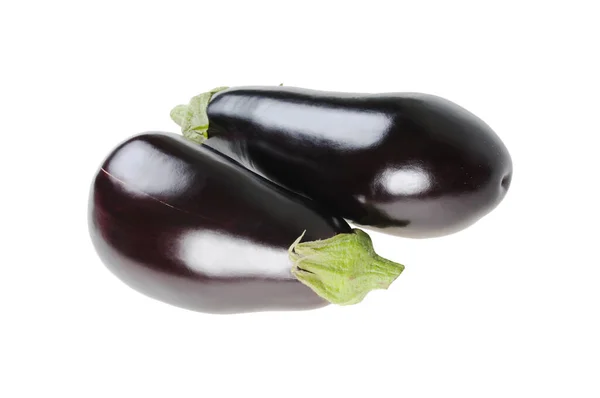 Deux Aubergines Crues Isolé Sur Fond Blanc — Photo