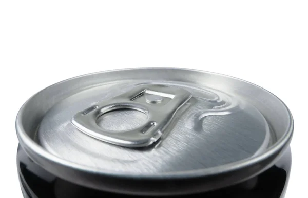 밀폐된 알루미늄 음료나 맥주를 수있다 매크로 백인들에게 고립됨 — 스톡 사진
