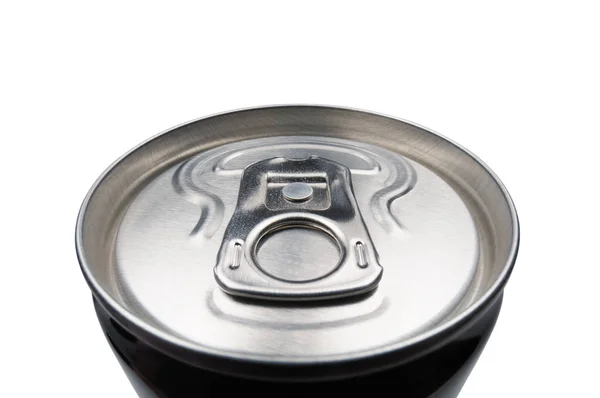 Alumínio Fechado Pode Para Refrigerantes Cerveja Macro Isolado Branco — Fotografia de Stock