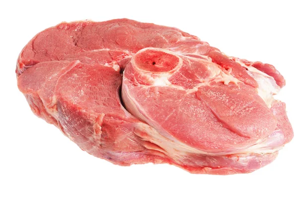 Kemik Ile Çiğ Biftek Beyaz Arka Planda — Stok fotoğraf