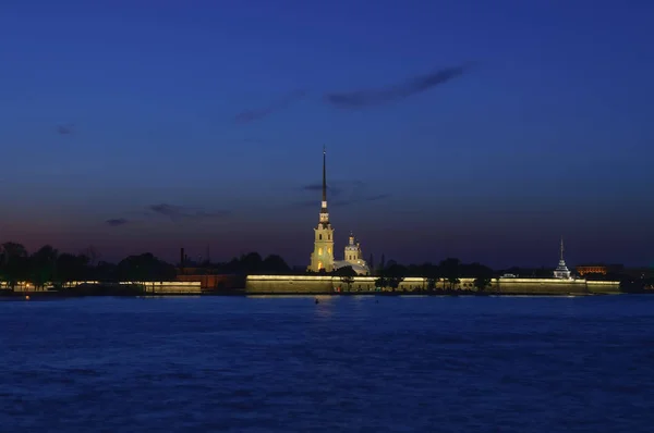 Petrohrad Rusko Noční Pohled Petra Pavla Pevnosti — Stock fotografie