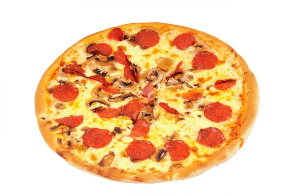 Bir Biberli Pizza Beyaz Izole — Stok fotoğraf