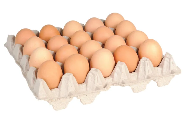 Yumurtalar Paketin Içinde Beyaz Arkaplanda Izole — Stok fotoğraf