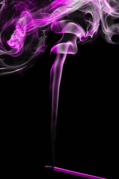 Pink Smoke Coming Incense Stick Black Background — Stock Photo, Image