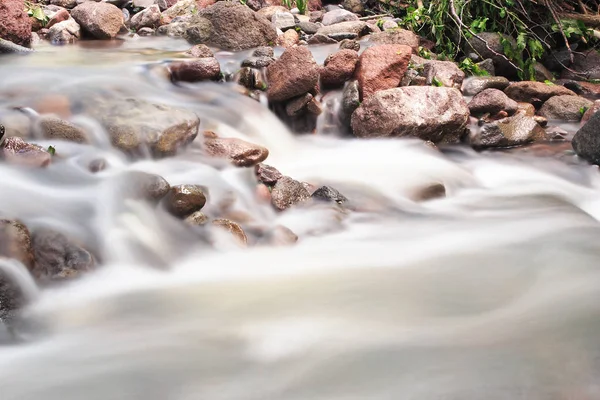 Víz Sziklákon Erdőbe — Stock Fotó