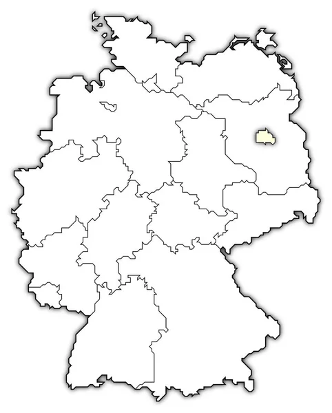ベルリンが強調されているいくつかの州とドイツの政治地図 — ストック写真