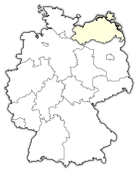 Mapa Político Alemania Con Los Varios Estados Donde Destaca Mecklenburg —  Fotos de Stock