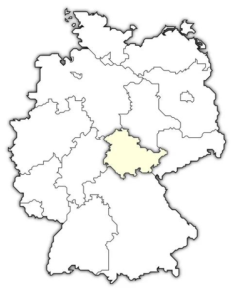 Politieke Kaart Van Duitsland Met Verschillende Staten Waar Thüringen Gemarkeerd — Stockfoto