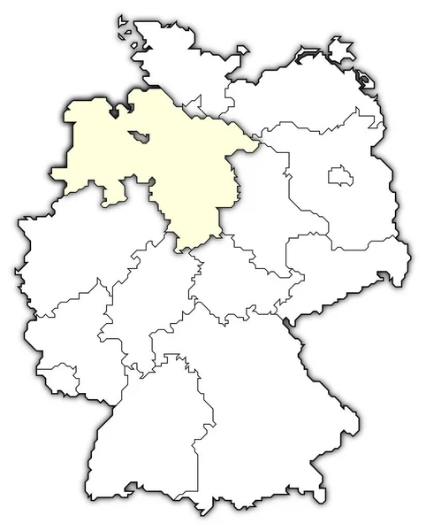 Mapa Político Alemania Con Los Varios Estados Donde Destaca Saxonía —  Fotos de Stock