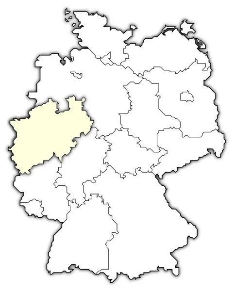 Mapa Político Alemania Con Los Varios Estados Donde Destaca Renania —  Fotos de Stock