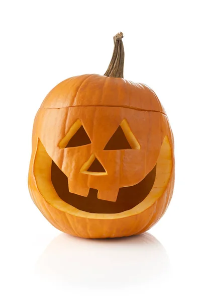 Halloween Pumpkin Scary Face White Background — Stock Photo, Image