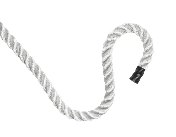 白に隔離されたロープの端 — ストック写真
