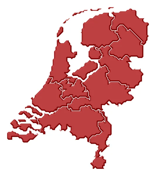 Politische Landkarte Der Niederlande Mit Den Verschiedenen Staaten — Stockfoto
