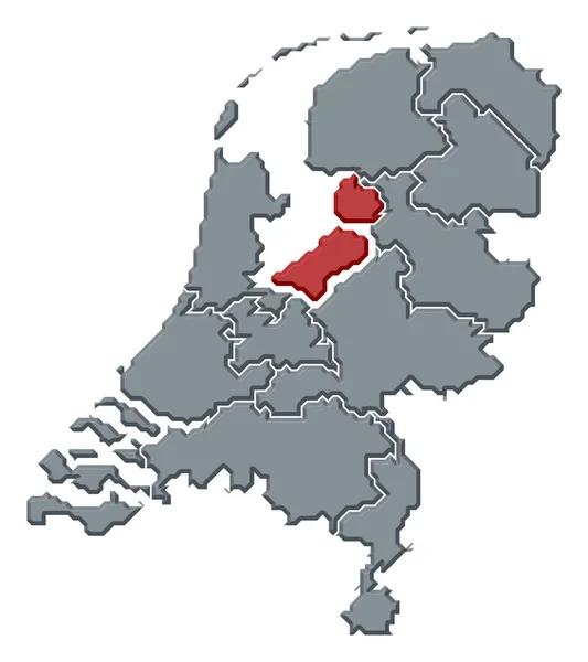 Politická Mapa Nizozemska Několika Státy Kde Flevoland Zvýrazněn — Stock fotografie