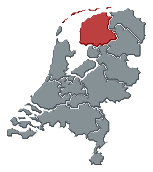 Politische Landkarte Der Niederlande Mit Den Verschiedenen Bundesländern Denen Friesland — Stockfoto