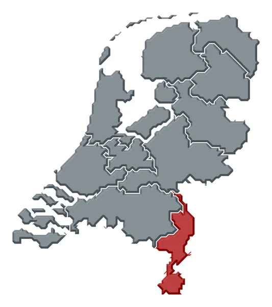 Politische Karte Der Niederlande Mit Den Verschiedenen Staaten Denen Limburg — Stockfoto