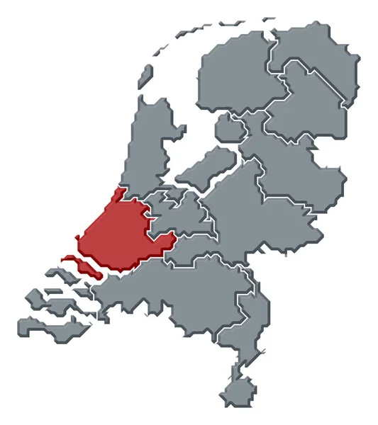 Politische Landkarte Der Niederlande Mit Mehreren Staaten Denen Südholland Hervorgehoben — Stockfoto