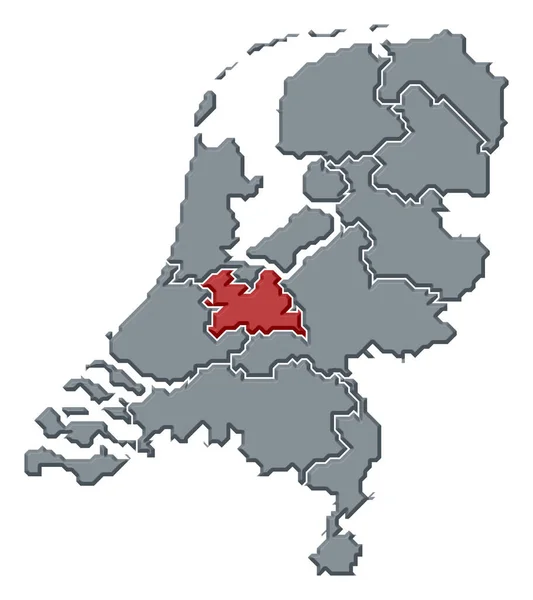 Politische Landkarte Der Niederlande Mit Den Verschiedenen Staaten Denen Utrecht — Stockfoto