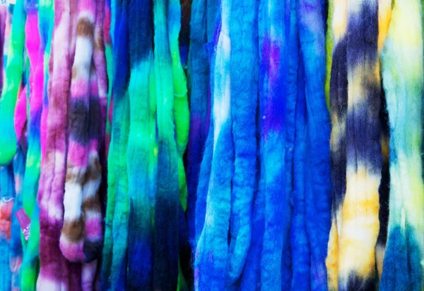 Blue Violet Yellow Green White Strands Woven Yarn — 스톡 사진