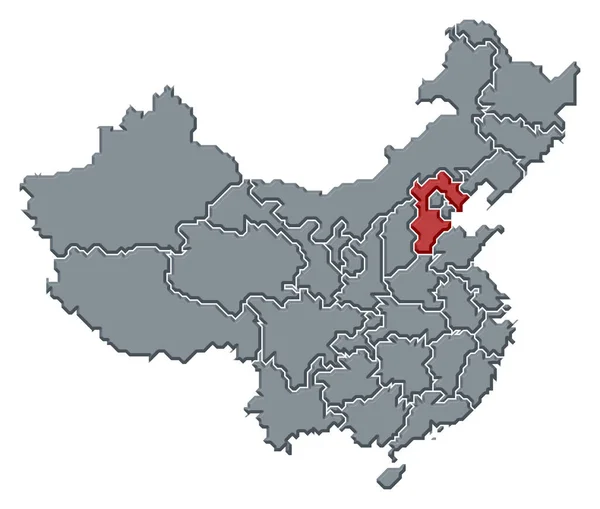 河北省が強調されているいくつかの州と中国の政治地図 — ストック写真