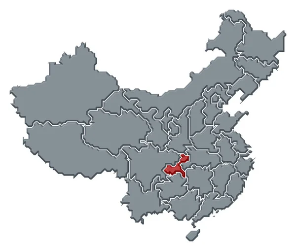Chongqing Vurgulandığı Çin Politik Haritası — Stok fotoğraf