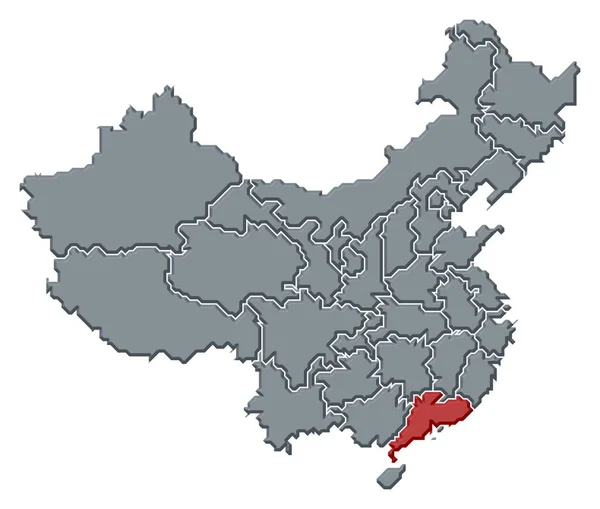 広東省が強調されているいくつかの州と中国の政治地図 — ストック写真