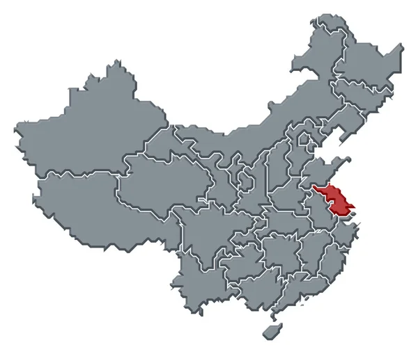 江蘇省が強調されているいくつかの州と中国の政治地図 — ストック写真